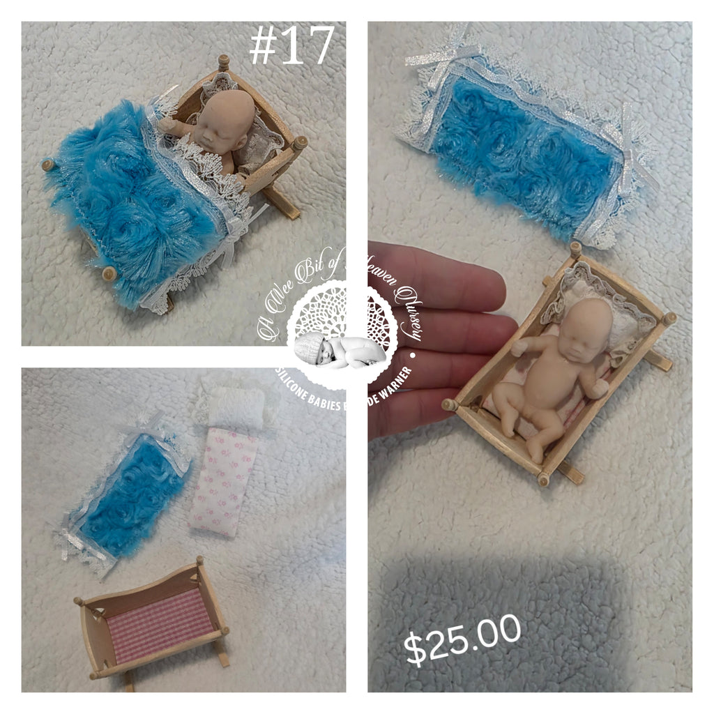 Mini Wooden Cradle & Bedding #17